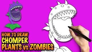 How to draw Plants vs Zombies Chomper - Easy step-by-step drawing lessons for kids