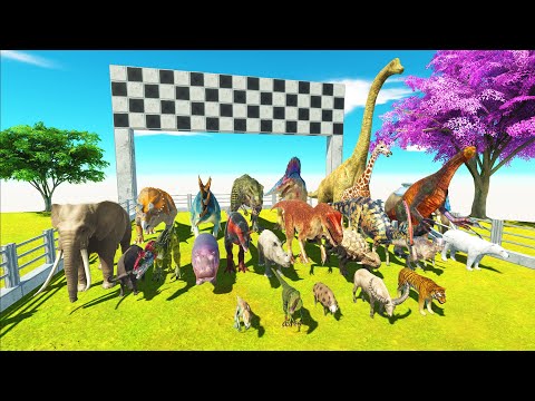 FOREST SPEED RACE ALL DINOSAURS VS ANIMALS TO GET A TOP 1 - Animal Revolt Battle Simulator