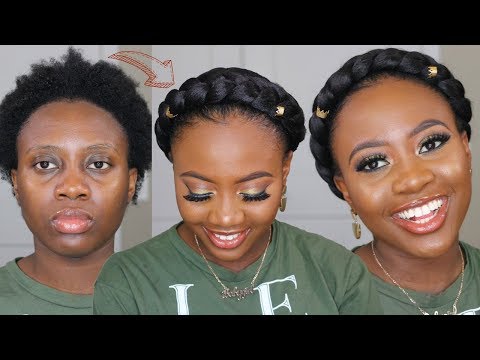 How To Easy Goddess Crown Halo Braids Tutorial On Short 4c Natural