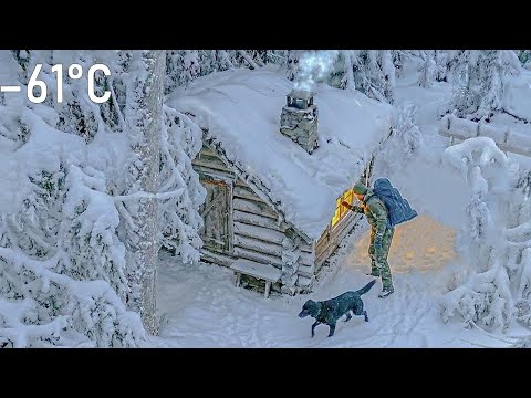 Surviving −61°C with My Dog in an Off-Grid Log Cabin | Off Grid Winter in Deep Snow