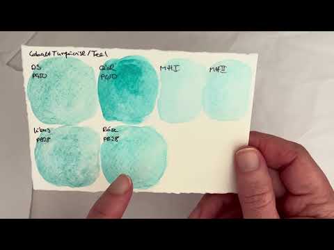 Watercolor Swatch Cards: Cobalt Teal/Turquoise (Daniel Smith QoR Lukas Rosa Gallery Michael Harding)