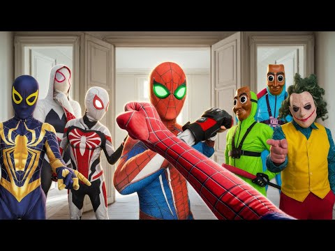 4 SPIDER-MAN Bros Vs the Cloned JOKER Army REAL LIFE ESCAPE | Epic POV
