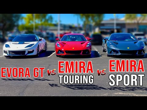 2023 Lotus Emira (Sport Chassis) vs Emira (Touring) vs 2021 Lotus Evora GT