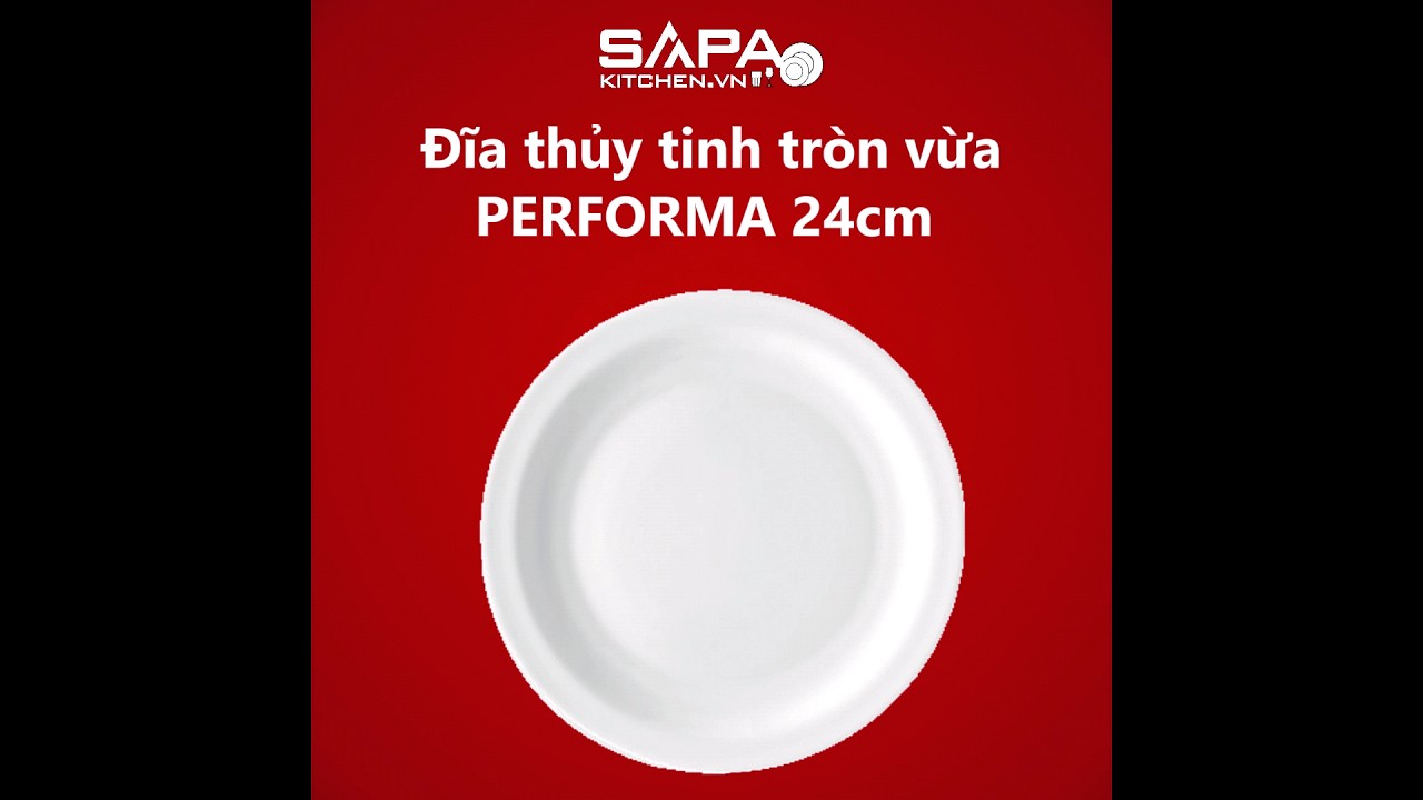 Đĩa thủy tinh tròn vừa Performa 24 cm