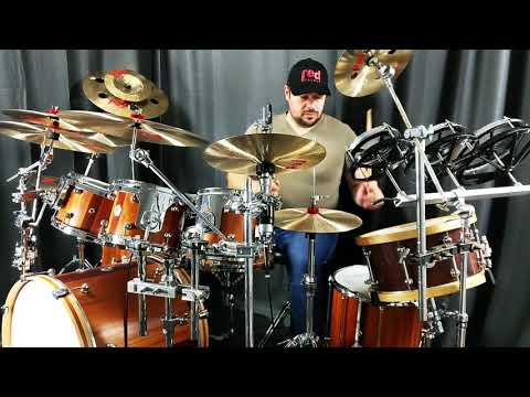 3 Snare Drums -Insane Drum Kit Configuration! Red Rock Drums and Red Cymbals Product Demo Clip 1of2