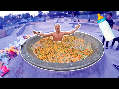 GIANT CEREAL BATH CHALLENGE! (IN PUBLIC) Video