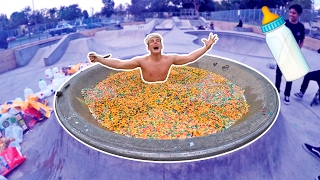 GIANT CEREAL BATH CHALLENGE! (IN PUBLIC)