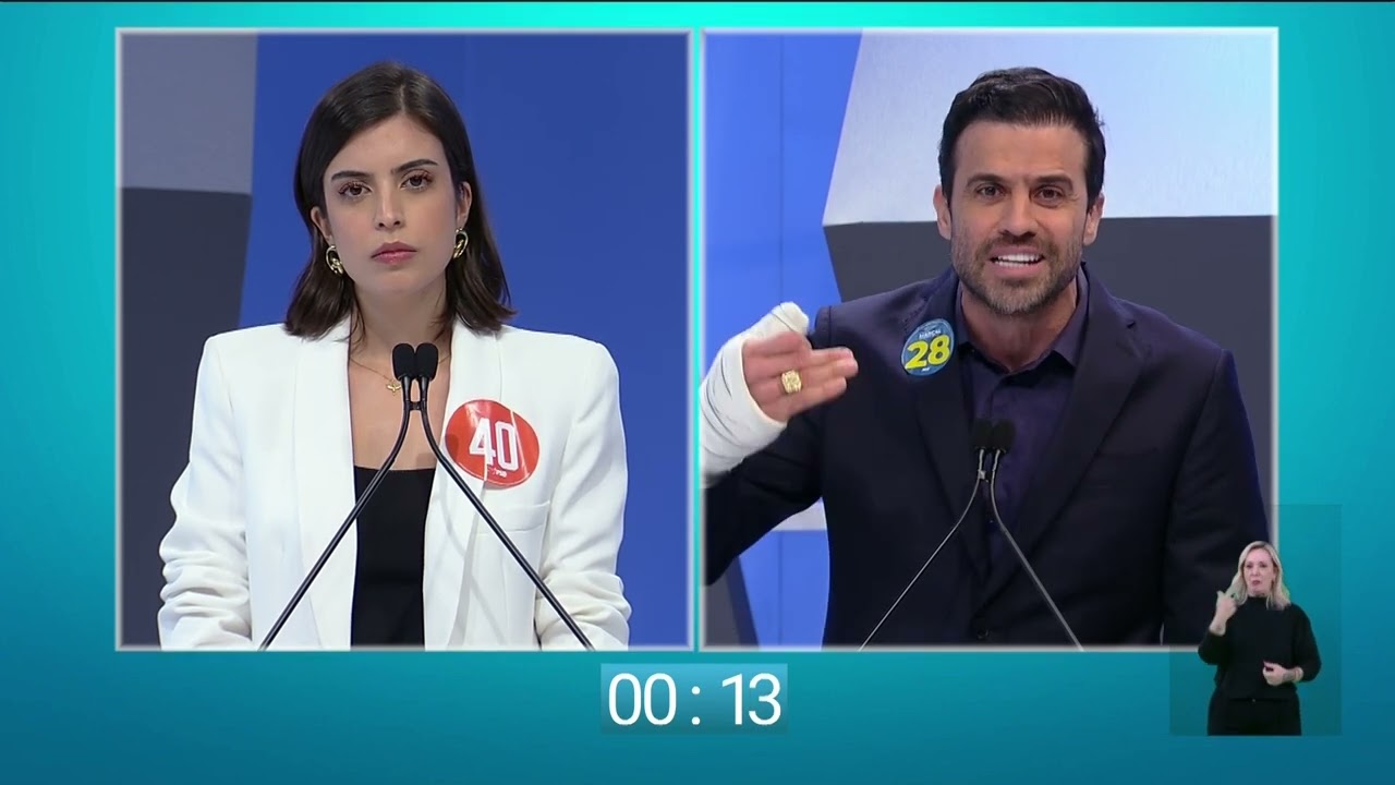 Marçal responde Tabata sobre acusações que ele teria feito em outros debates contra a família dela.