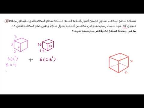 الصف السادس الرياضيات المتغيرات والتعابير التعابير الجبرية مثال المكعب