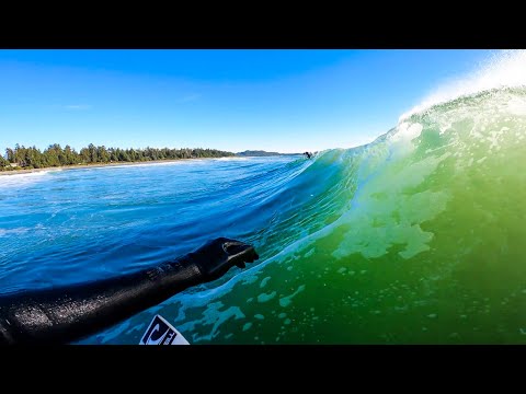 FIRST BIG SPRING SWELL OF THE YEAR IN TOFINO, VANCOUVER ISLAND CANADA - RAW POV SURFING
