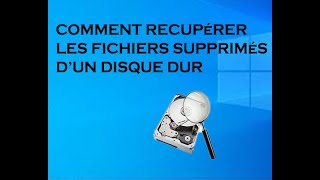 COMMENT RECUPERER LES FICHIERS SUPPRIMER D&#39;UN DISQUE DUR EXTERNE ?