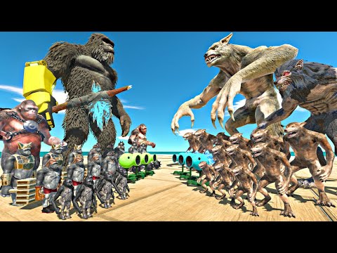 Werewolf Fights in Plants Arena | King Kong 2024 vs Werewolf -Animal Revolt Battle Simulator