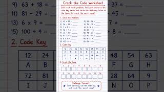Crack the Code Worksheet | Solve the Secret Math Puzzle