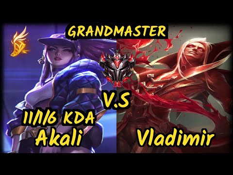 HL Name (AKALI) vs VLADIMIR - 11/1/6 KDA TOP GAMEPLAY - BR Ranked GRANDMASTER