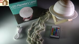 Saturn Lamp, 16 Colors LED 3D Print Decor Star Lamp, USB Rechargeable