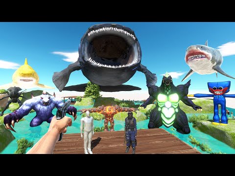 FPS Avatar Rescues Police and Fights Dinosaurs, Bloop, Godzilla - Animal Revolt Battle Simulator