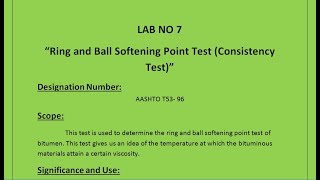 Asphalt Binder Softening Point Test - Ring & Ball Method