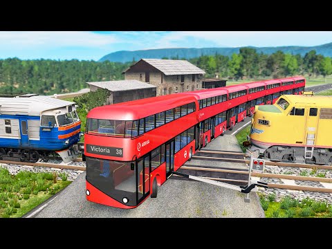 Railway Сrossing Train Сrashes #13 - Beamng drive