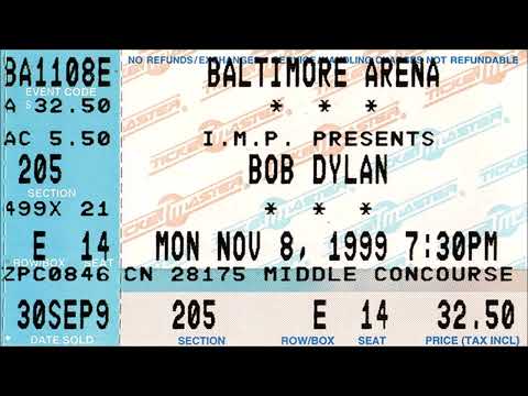 Bob Dylan 1999 US Fall Tour – Baltimore USA, 8th November 1999