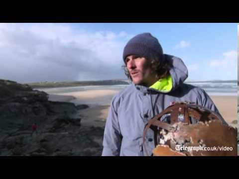 Windsurfers ride monster waves in Cornwall