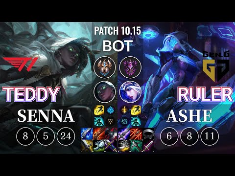 T1 Teddy Senna vs GEN Ruler Ashe Bot - KR Patch 10.15
