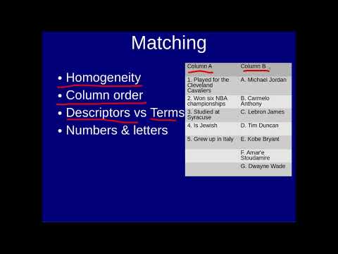 Occelerating Matching Improving Matching for Assessment VIDEO | educational research techniques