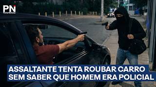 Assaltante tenta roubar carro de Policial e se dá mal