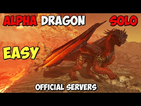 ARK Survival Ascended ALPHA Dragon EASY And SOLO Boss FIGHT