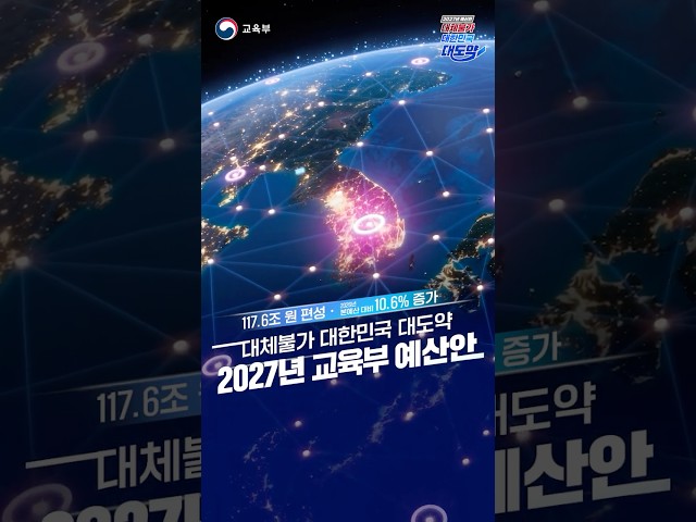 교육부 2027년 예산안 대체불가 대한민국 대도약, 117.6조원 편성, 2026년 본예산 대비 10.6%증가, 대체불가 대한민국 대도약 2027년 교육부 예산