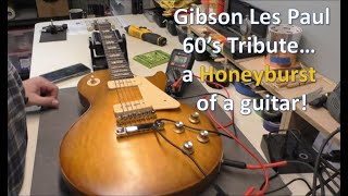 Video thumbnail for 2011 Gibson Les Paul 60's Tribute Guitar - looking good in Honeyburst!  Needs a setup... by Manotick StringWorks