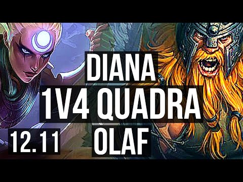 DIANA vs OLAF (JNG) | 1v4 Quadra, Legendary, 6 solo kills, 21/6/10 | TR Diamond | 12.11