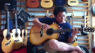 Acoustic Guitar Custom Hademade by Bas Guitar.Made in Thailand.