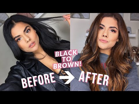 BLACK TO BROWN HAIR COLOR AT HOME! (DIY BALAYAGE...