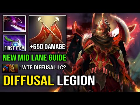 WTF 1st Item Diffusal Blade Solo Mid Legion Brutal Mana Burn Duel +650 Damage Per Attack Dota 2