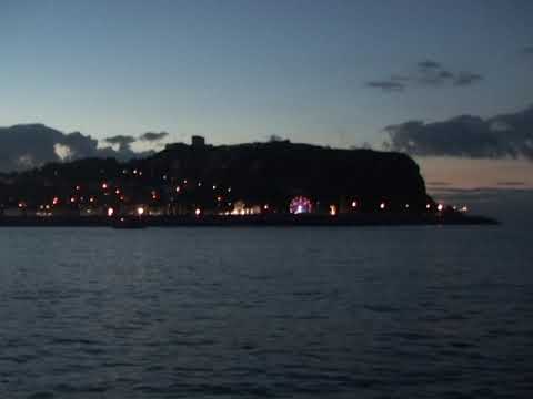Scarborough seafront from the sea, North Yorkshire