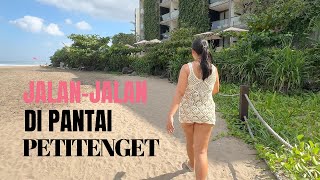 Download lagu Morning Walk on Petitenget Beach Wearing a Nerawang Knit Dress mp3