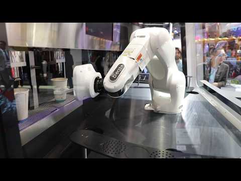 B;eat robot preparing coffee at MWC19 Barcelona