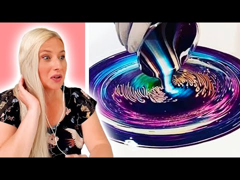 Incredible Tropical Galaxy Acrylic Pouring ~ Rinske Reacts