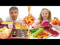 Nastya VS daddy in Healthy Food Challenge