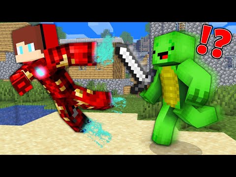 JJ IRON MAN Speedrunner vs Mikey Hunter in Minecraft Challenge - Maizen