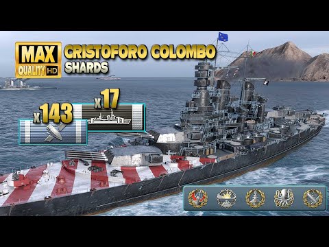 Battleship "Cristoforo Colombo": A lot of Citadels on map Shards - World of Warships