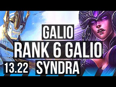 GALIO vs SYNDRA (MID) | Rank 6 Galio, 11/3/8, Godlike | BR Master | 13.22