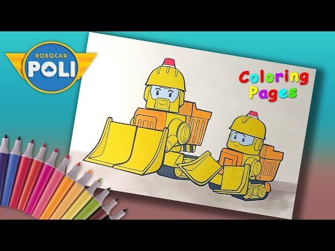 Robocar Poli coloring book. Bruner and Bruny #coloringPages Video