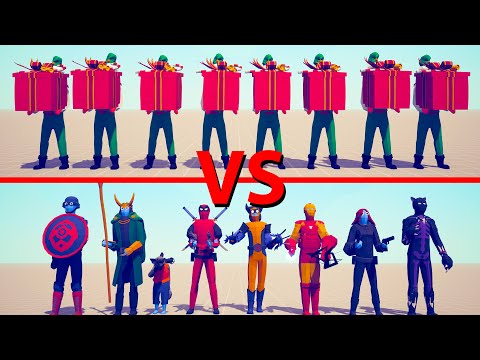PRESENT ELF Team vs MARVEL Team - Totally Accurate Battle Simulator TABS