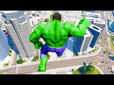 HULK Falling from Highest Buildings and Mountain (GTA 5 Mods Gameplay)