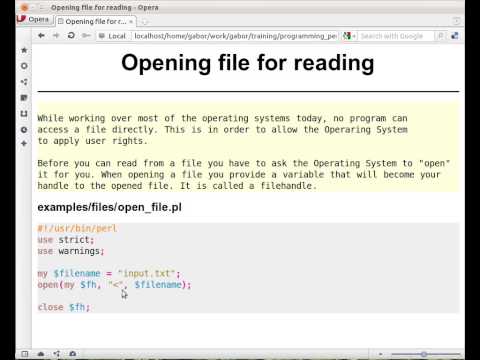 Beginner Perl Maven tutorial: 3.2 - open file