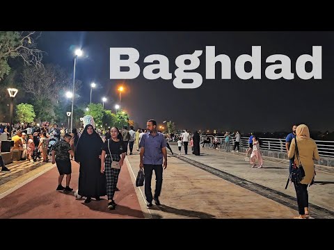 Baghdad, night walk in Abu Nawas Street | Iraq 2023