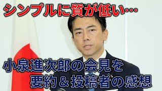 小泉進次郎の会見が中々酷かったので要約＆投稿者の感想