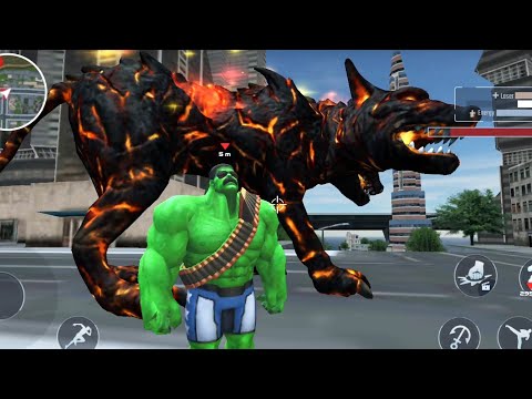 Monster Rope Hero City Battle - Incredible Hulk Vs 3 Head Monster Dog Vs Villains | Android GamePlay
