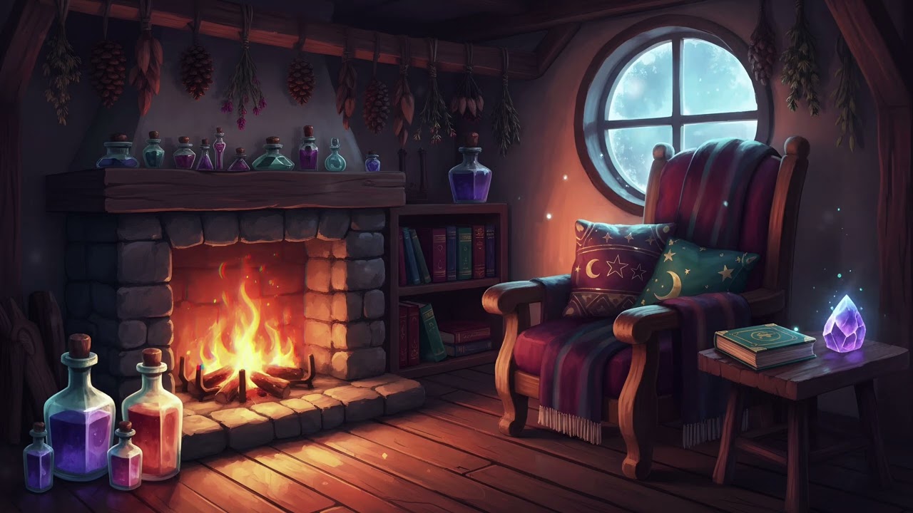 Winter Witch Lodge ✨ Ambient Fantasy Lofi Music📚 Cozy Lofi Reading and Study Music